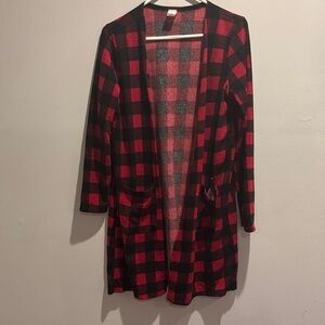 Sew In Love Red and Black Plaid Cardigan size M
